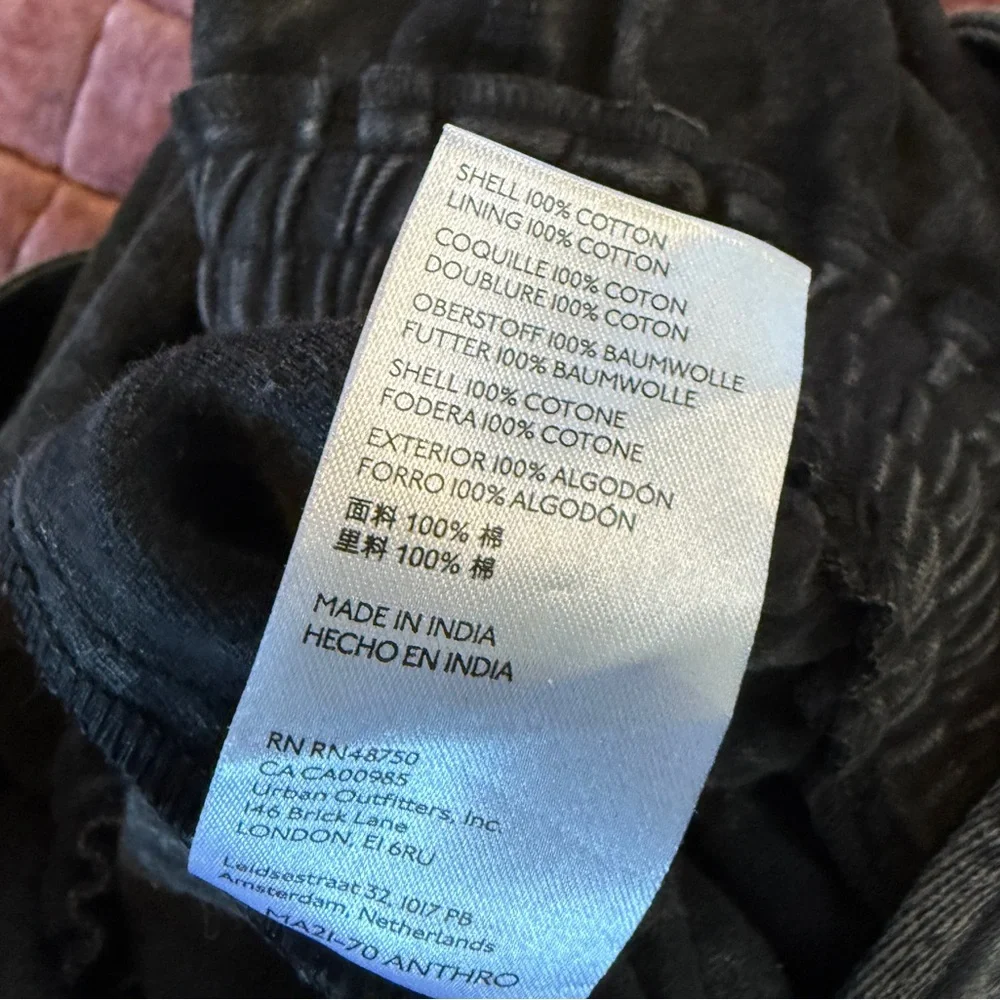 Anthropologie Othilia Acid Wash Puff Sleeve Utility Jumpsuit Charcoal Gray M - Picture 13 of 16